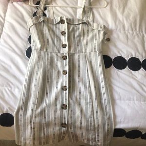 Striped button down mini dress